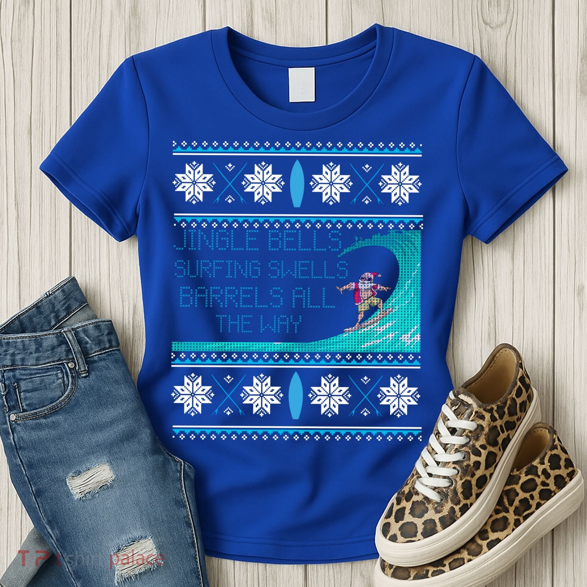 Surf Surfing Surfer Ugly Christmas Sweater Style Funny Gift Women's T-Shirt