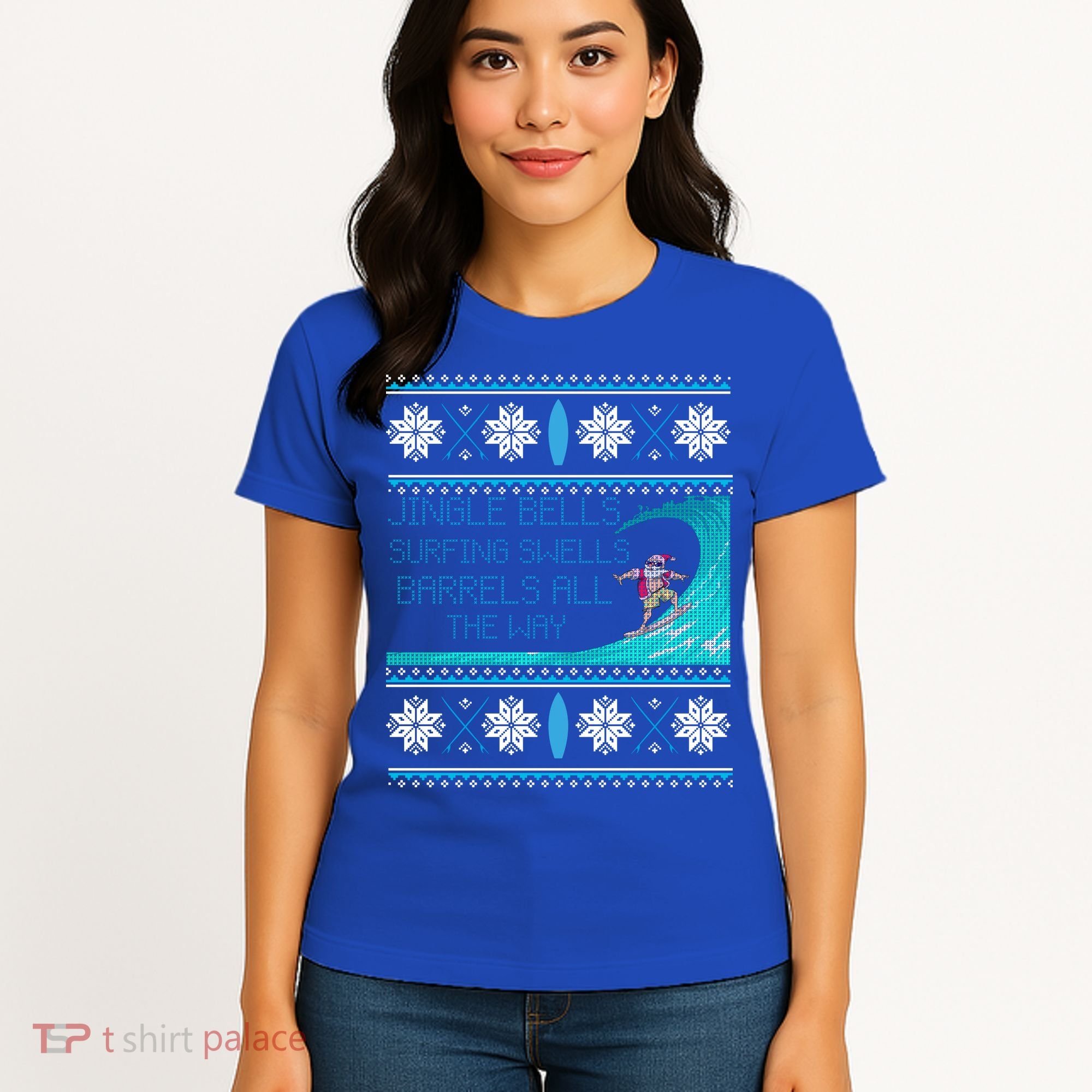 Surf Surfing Surfer Ugly Christmas Sweater Style Funny Gift Women's T-Shirt