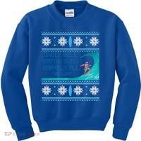 Surf Surfing Surfer Ugly Christmas Sweater Style Funny Gift Kids Sweatshirt thumb 0