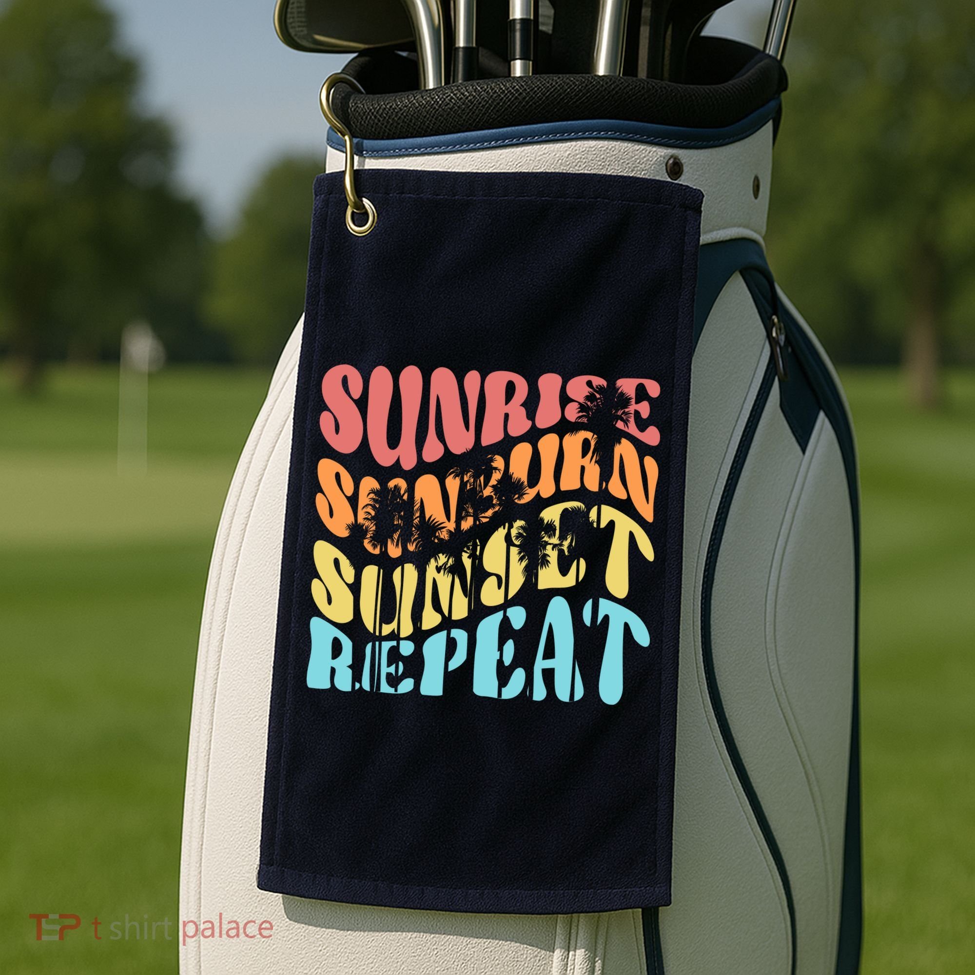 Sunride Sunburn Sunset Repeat Golf Towel