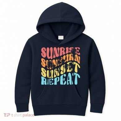 Sunride Sunburn Sunset Repeat Kids Hoodie