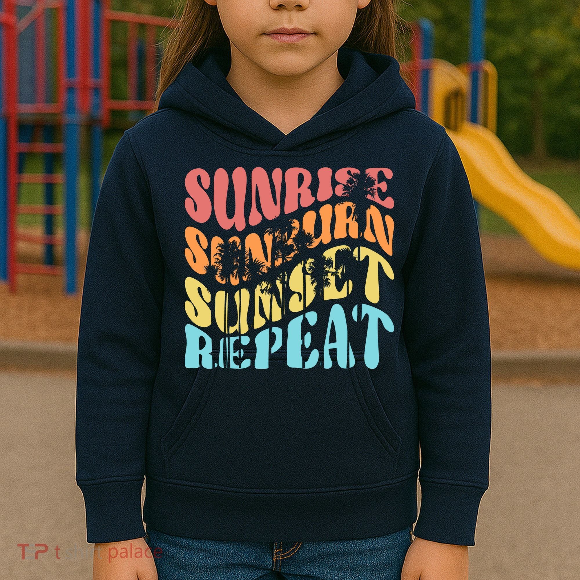Sunride Sunburn Sunset Repeat Kids Hoodie