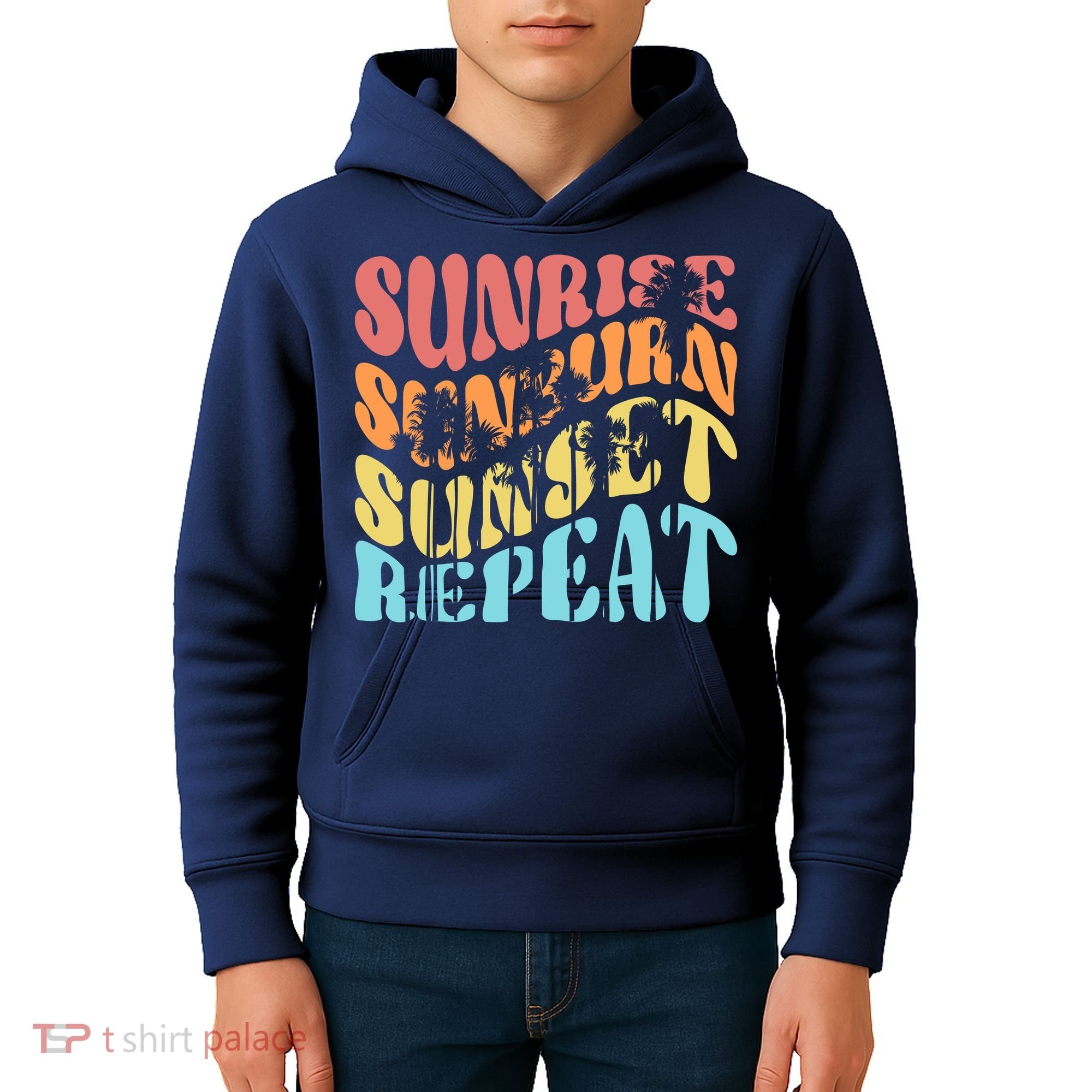 Sunride Sunburn Sunset Repeat Kids Hoodie
