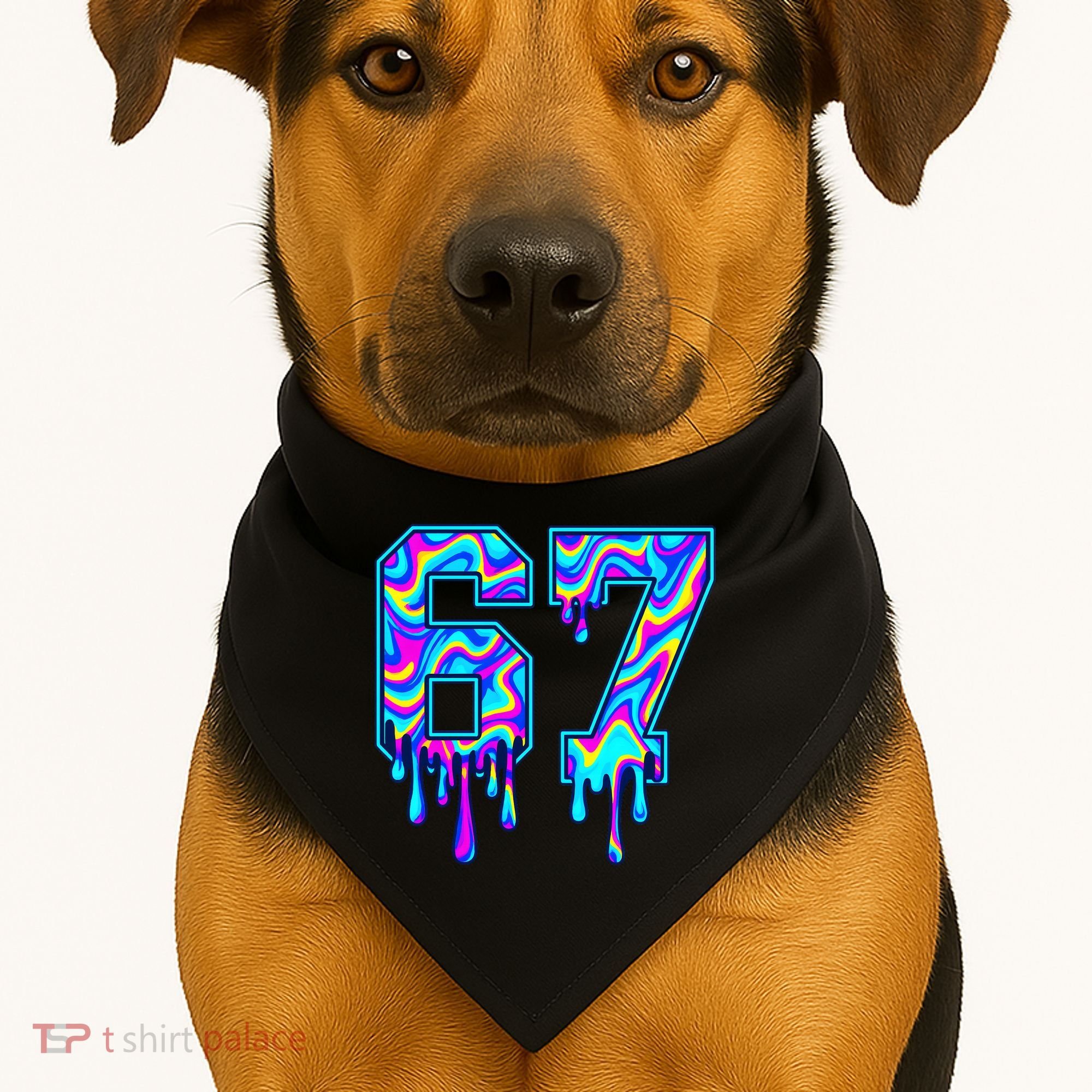 Swirl Six Seven Drip Cool Trippy 6-7 Meme USA-Made Doggie Bandana
