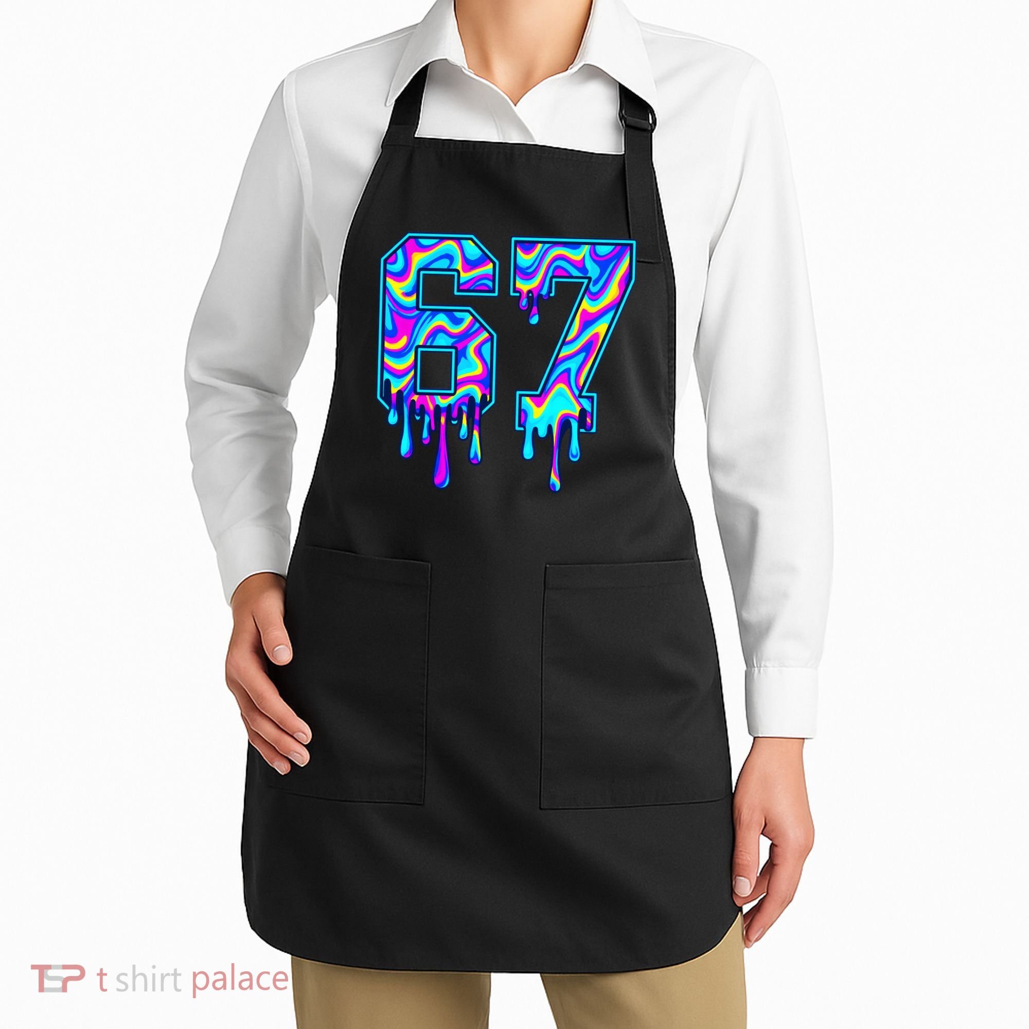 Swirl Six Seven Drip Cool Trippy 6-7 Meme Apron