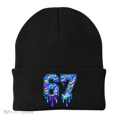Swirl Six Seven Drip Cool Trippy 6-7 Meme Beanie