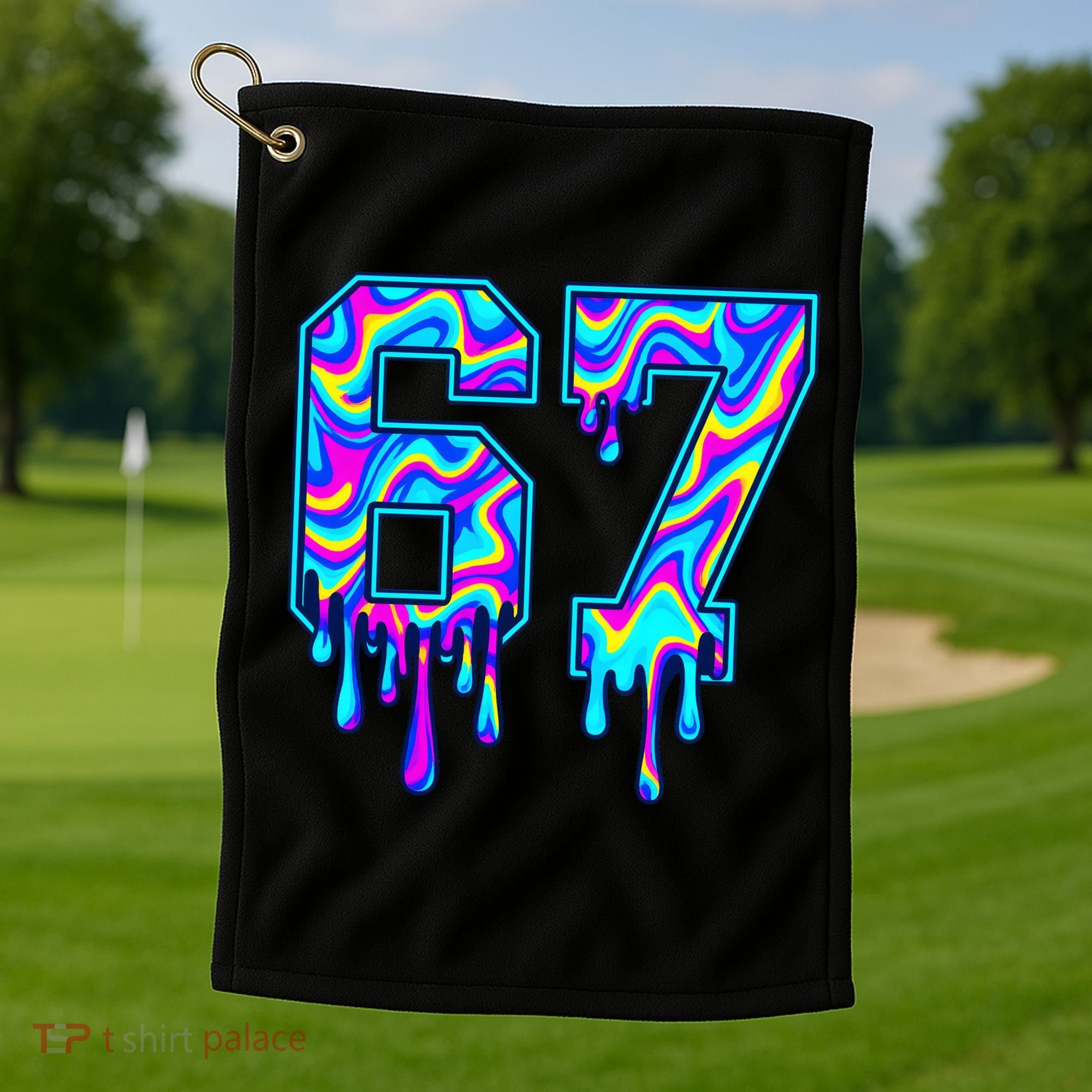 Swirl Six Seven Drip Cool Trippy 6-7 Meme Golf Towel