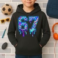 Swirl Six Seven Drip Cool Trippy 6-7 Meme Kids Hoodie thumb 2