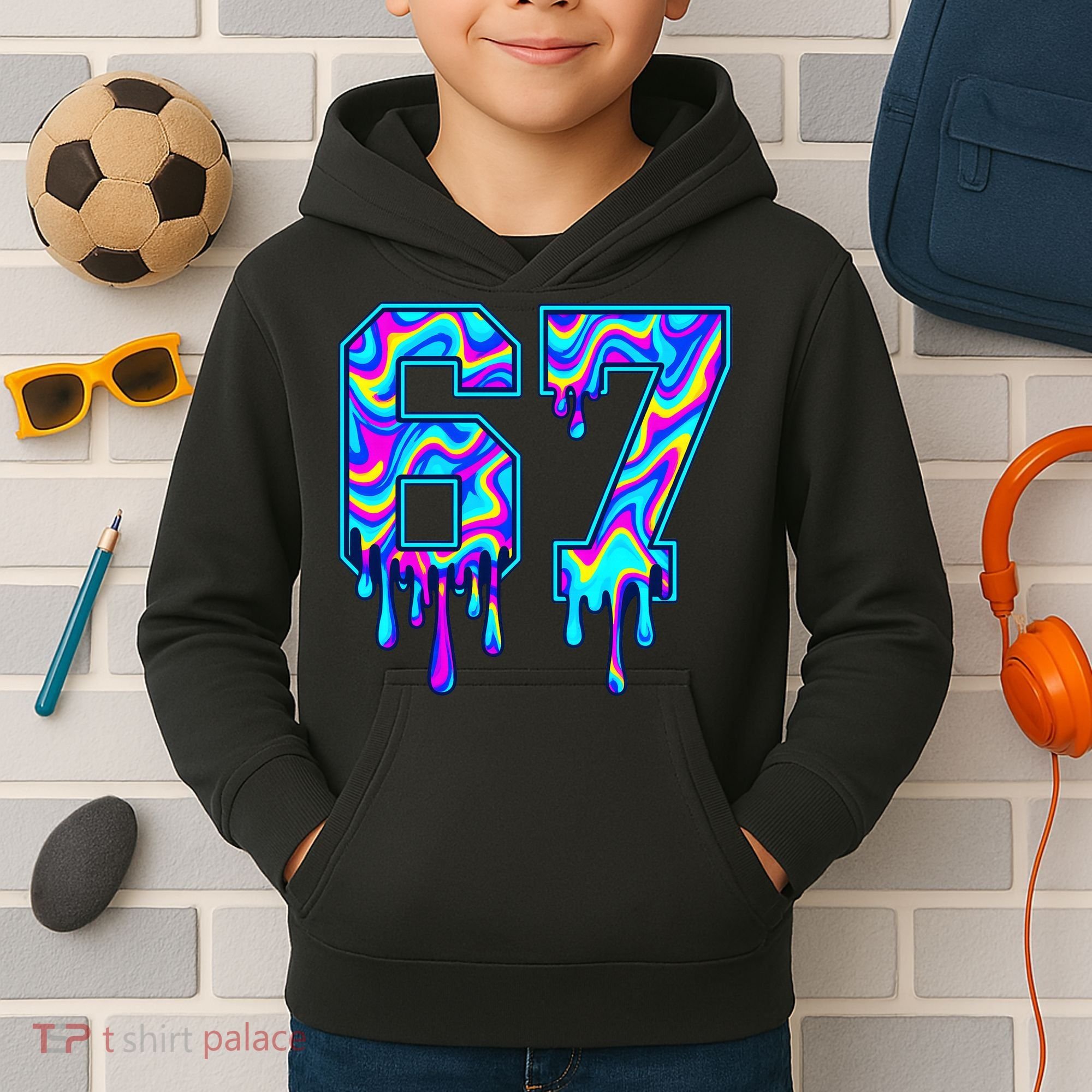 Swirl Six Seven Drip Cool Trippy 6-7 Meme Kids Hoodie