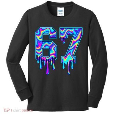 Swirl Six Seven Drip Cool Trippy 6-7 Meme Kids Long Sleeve Shirt