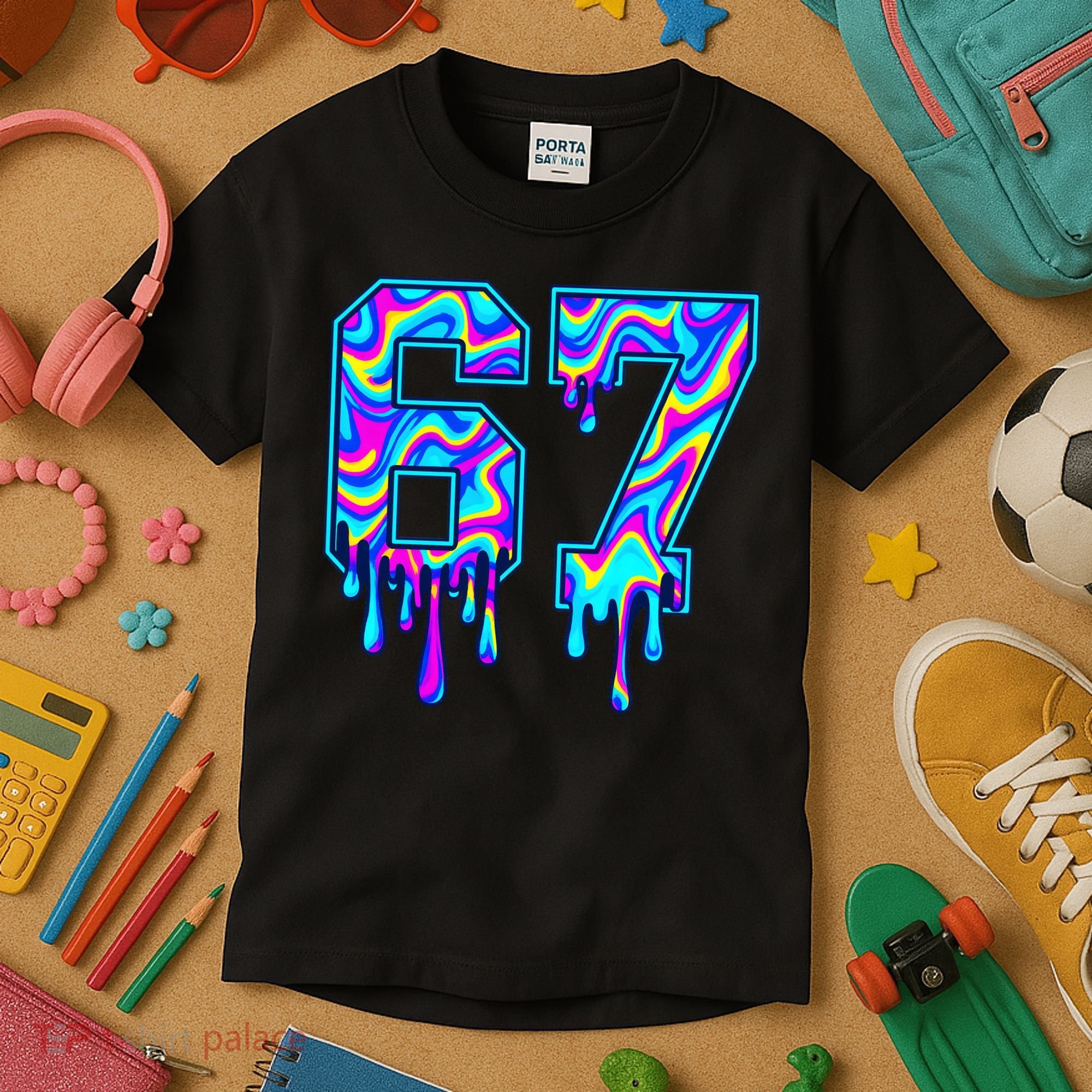 Swirl Six Seven Drip Cool Trippy 6-7 Meme Kids T-Shirt