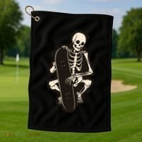 Skeleton Skateboarder Golf Towel thumb 1