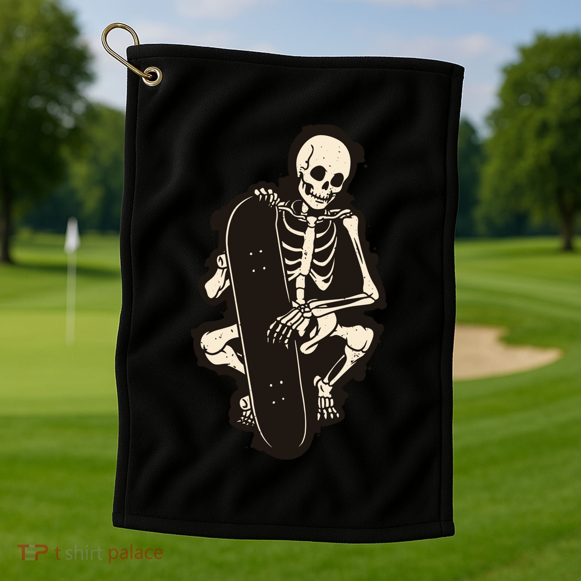 Skeleton Skateboarder Golf Towel