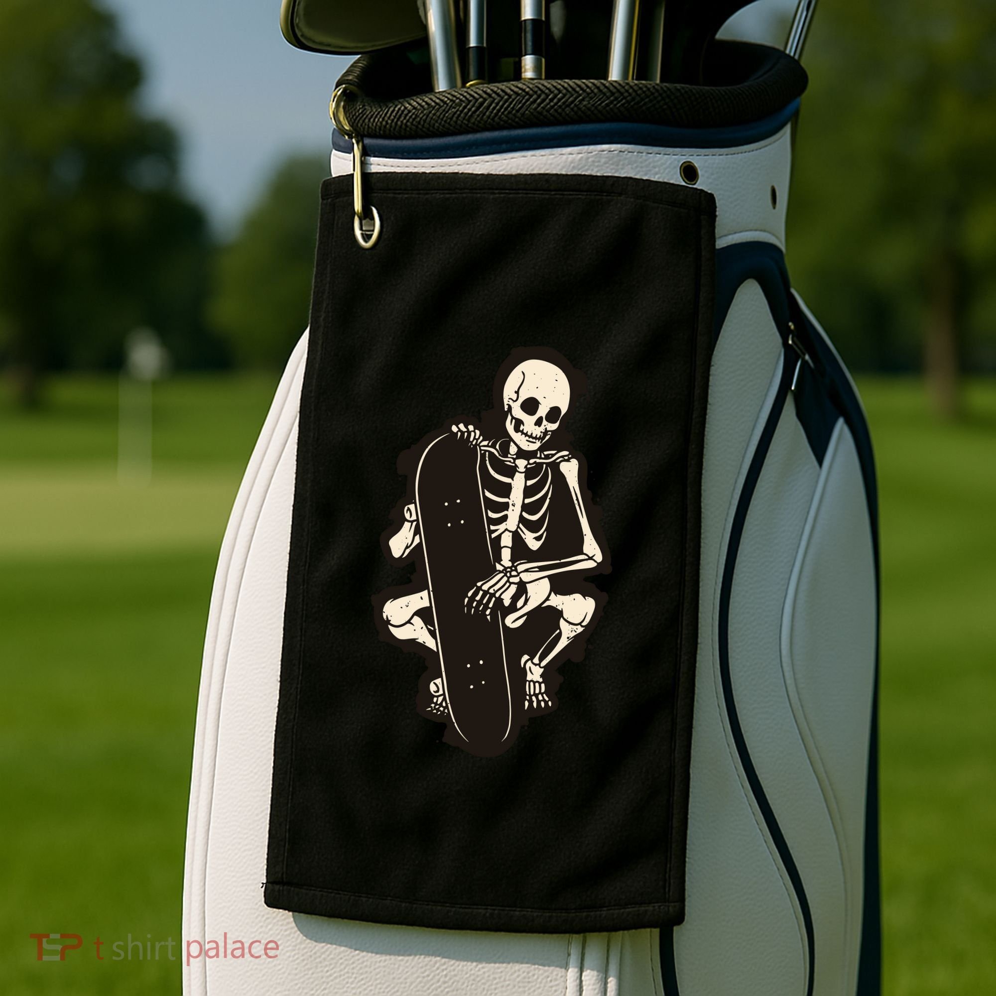 Skeleton Skateboarder Golf Towel