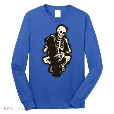 Skeleton Skateboarder Long Sleeve Shirt