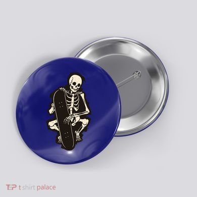 Skeleton Skateboarder Button