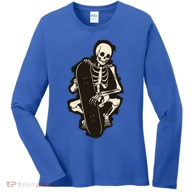Skeleton Skateboarder Women's Long Sleeve Shirt