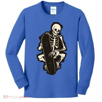 Skeleton Skateboarder Kids Long Sleeve Shirt