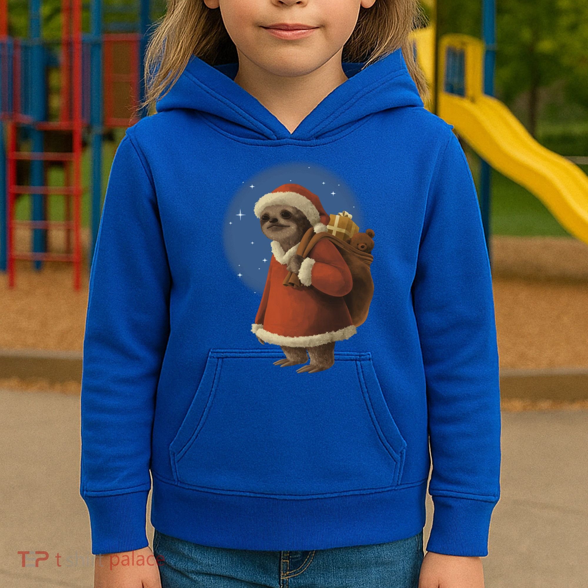 Santa Sloth Kids Hoodie