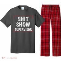 Shit Show Supervisor, Funny Dad Mom Boss Teacher Present Pajama Set thumb 0