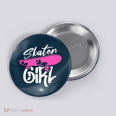 Skater Skateboard Skateboarding For Girl Button
