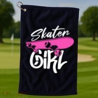 Skater Skateboard Skateboarding For Girl Golf Towel thumb 1