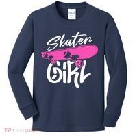 Skater Skateboard Skateboarding For Girl Kids Long Sleeve Shirt thumb 0