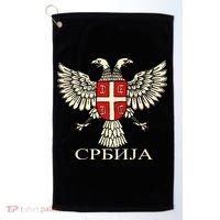 Serbia Srbija Serbian Serb Eagle Flag Cccc Cyrillic Golf Towel thumb 0