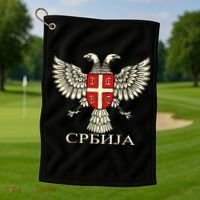Serbia Srbija Serbian Serb Eagle Flag Cccc Cyrillic Golf Towel thumb 1