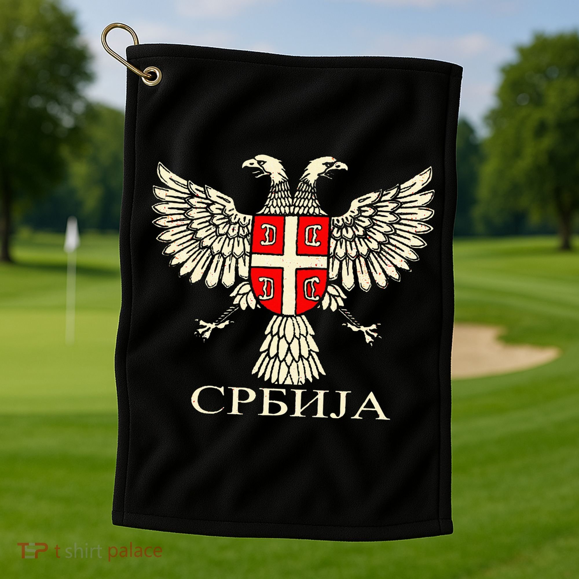 Serbia Srbija Serbian Serb Eagle Flag Cccc Cyrillic Golf Towel