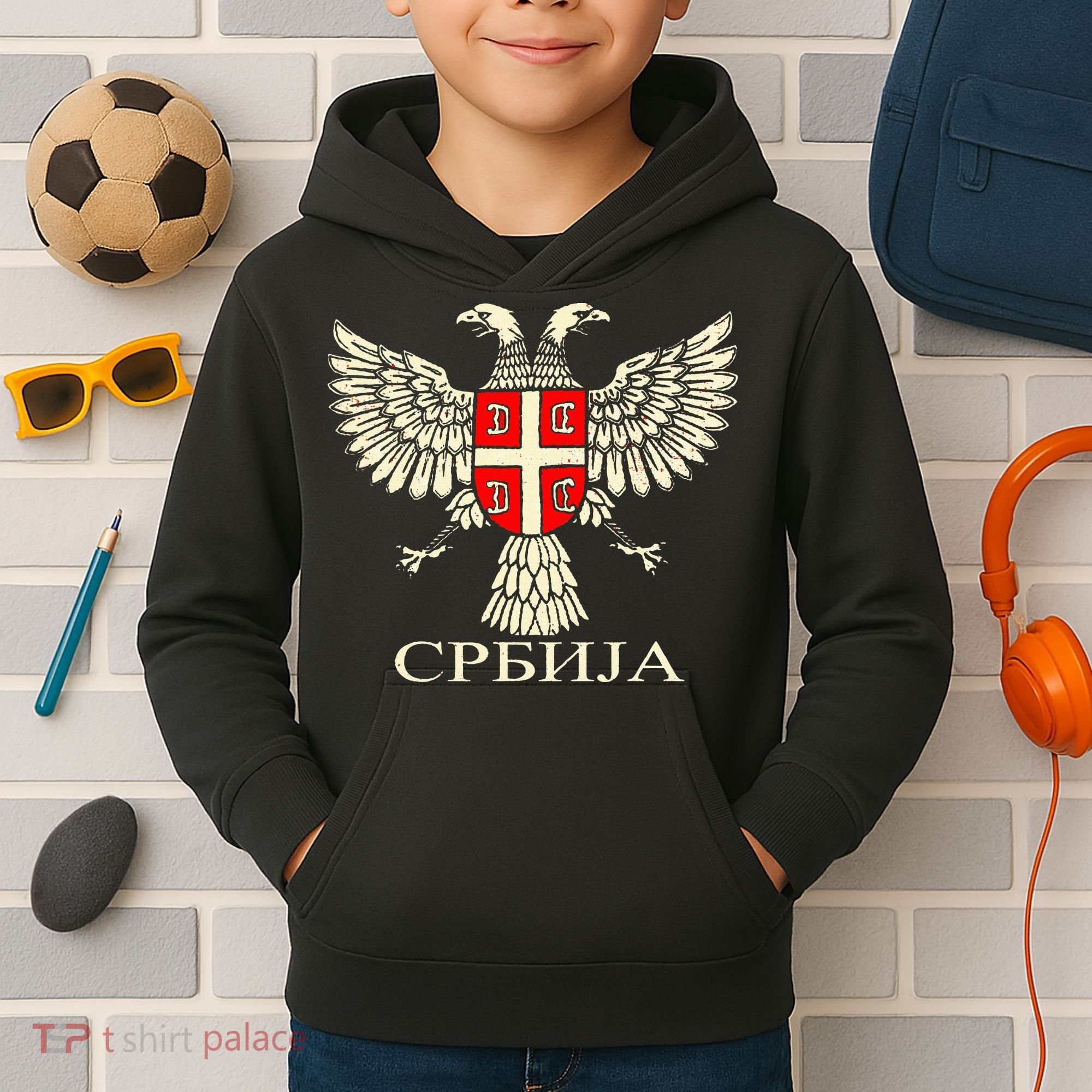 Serbia Srbija Serbian Serb Eagle Flag Cccc Cyrillic Kids Hoodie