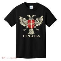 Serbia Srbija Serbian Serb Eagle Flag Cccc Cyrillic Kids T-Shirt thumb 0
