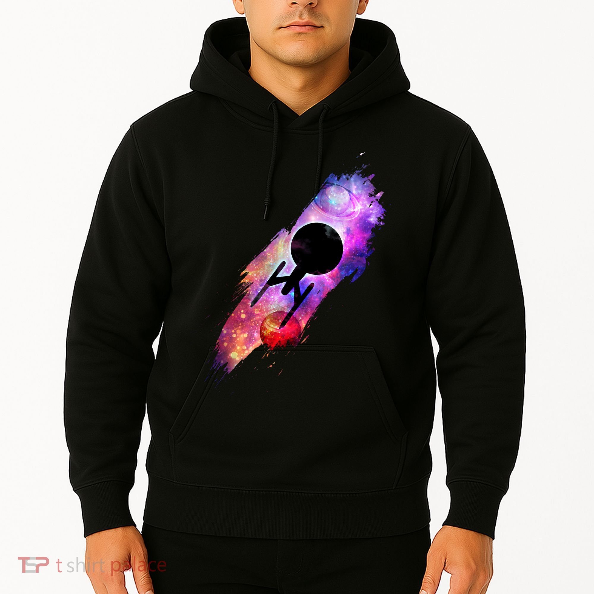 Scifi Space Ship Trekking Through Galaxy Hoodie