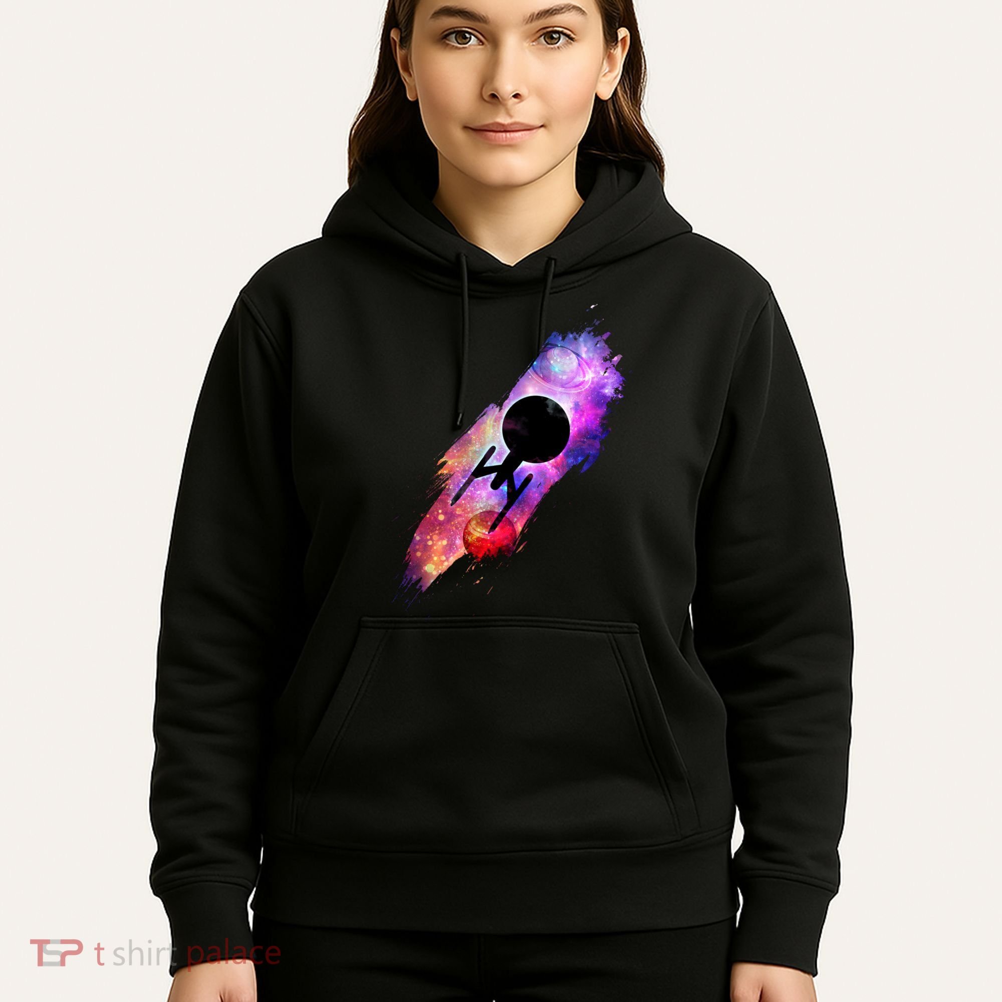 Scifi Space Ship Trekking Through Galaxy Hoodie