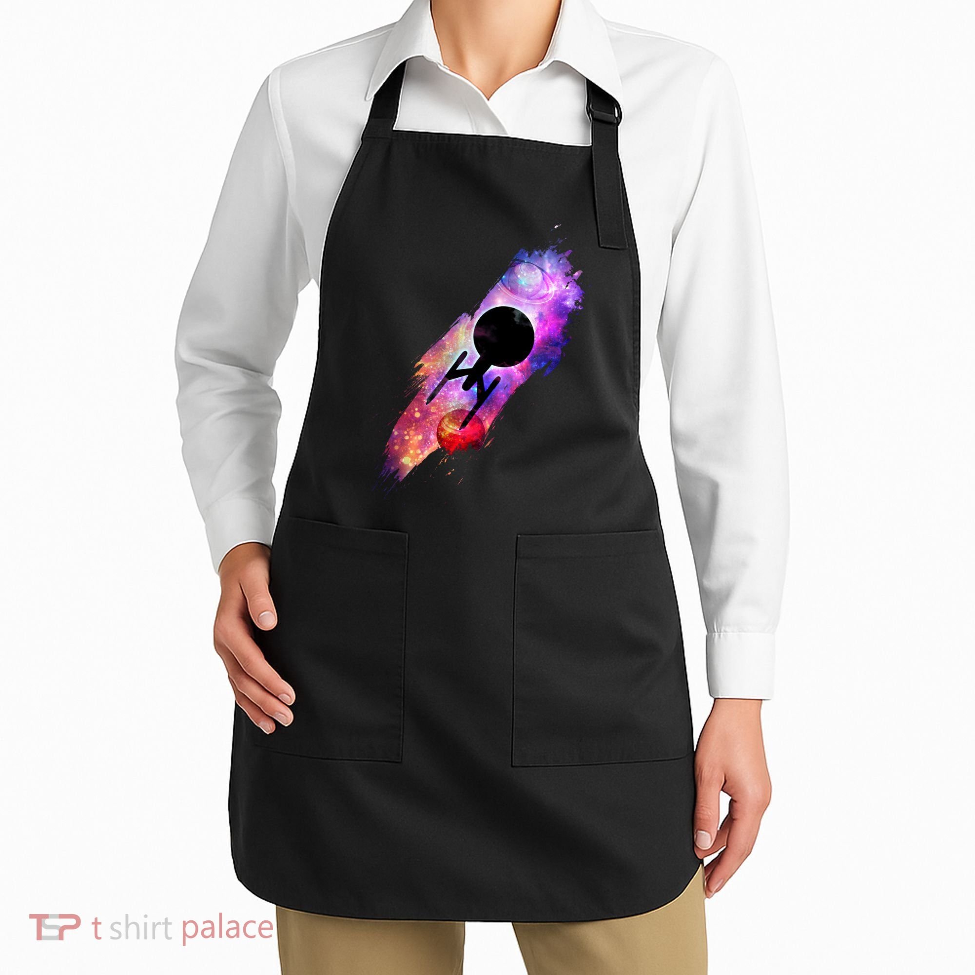 Scifi Space Ship Trekking Through Galaxy Apron