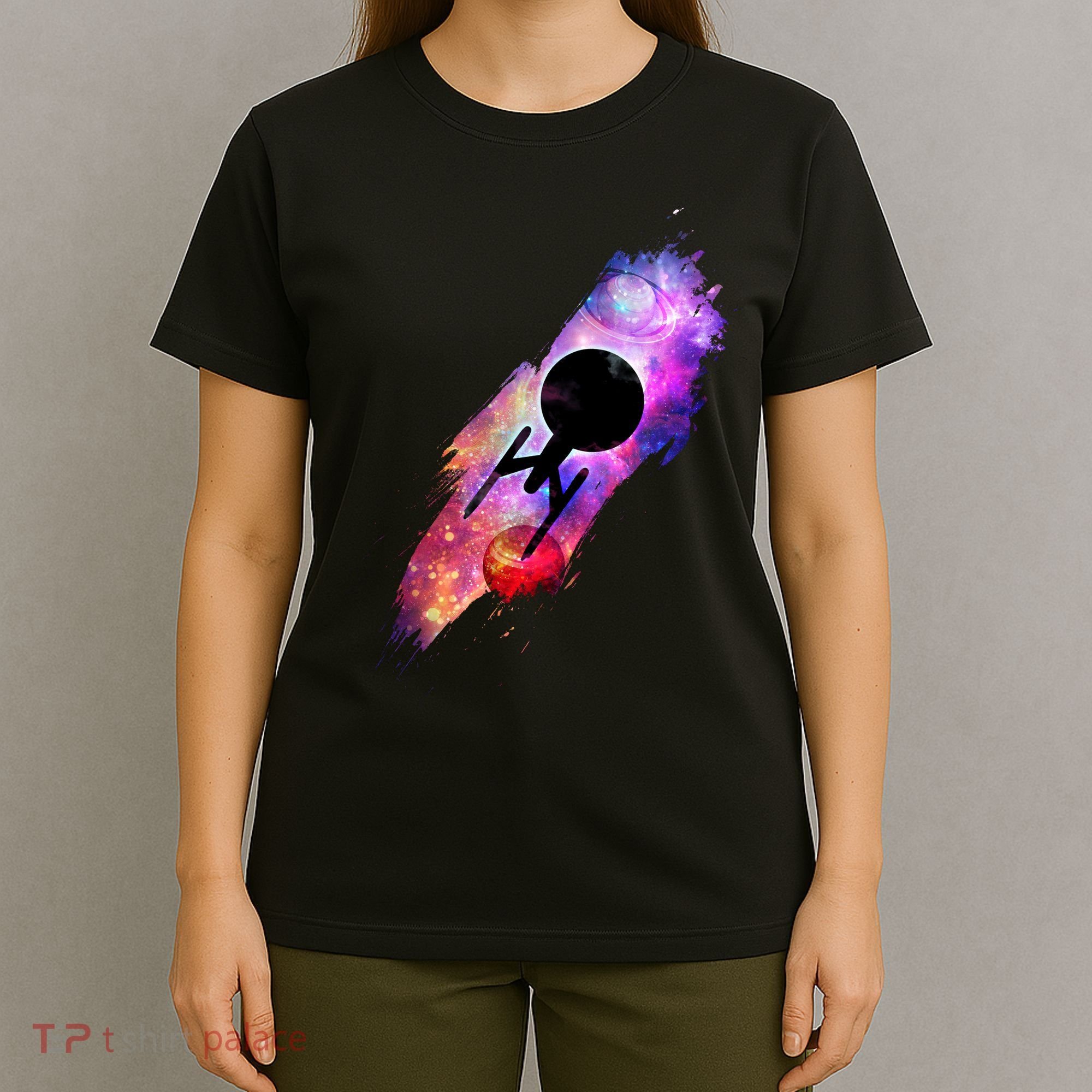 Scifi Space Ship Trekking Through Galaxy T-Shirt