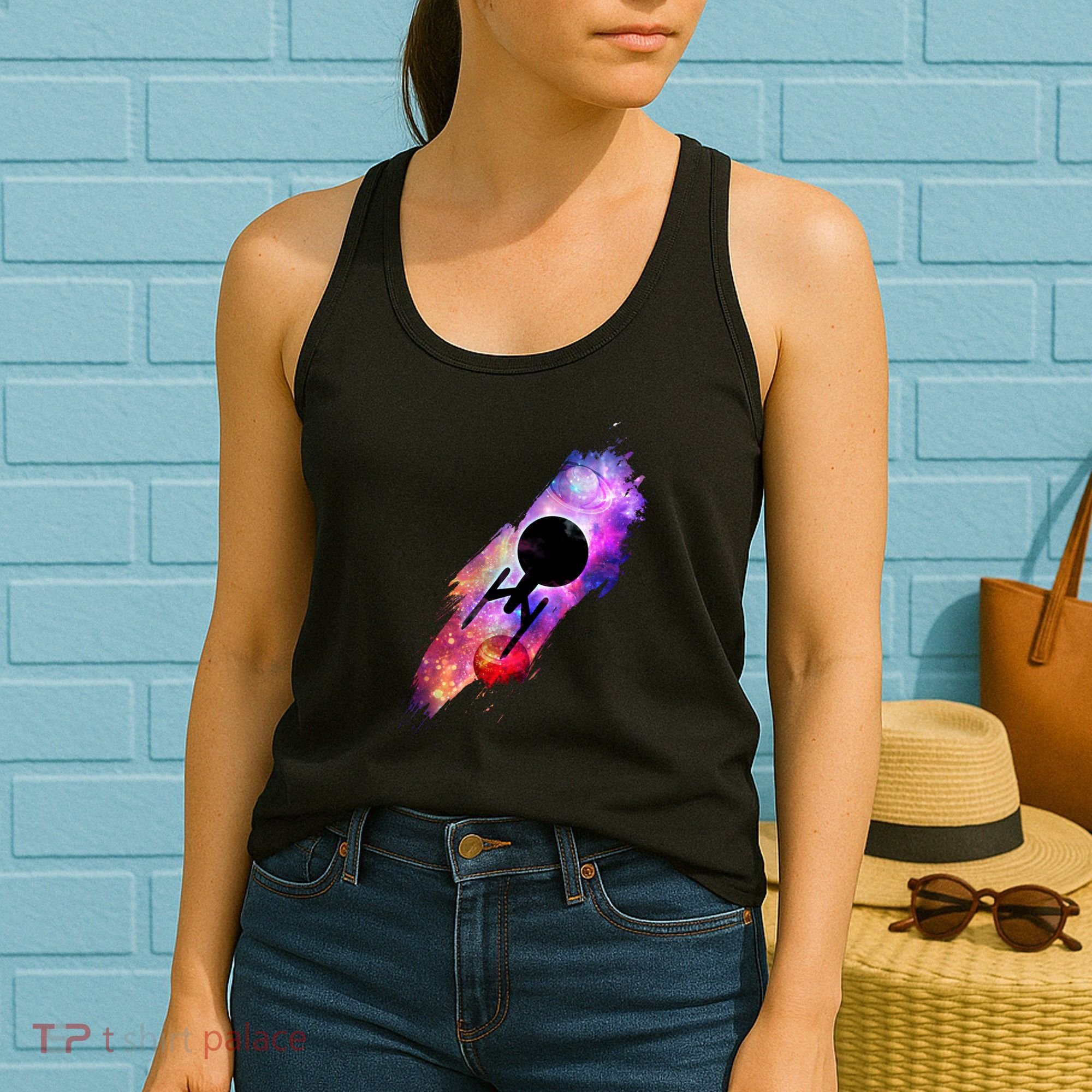Scifi Space Ship Trekking Through Galaxy Women's Tank Top