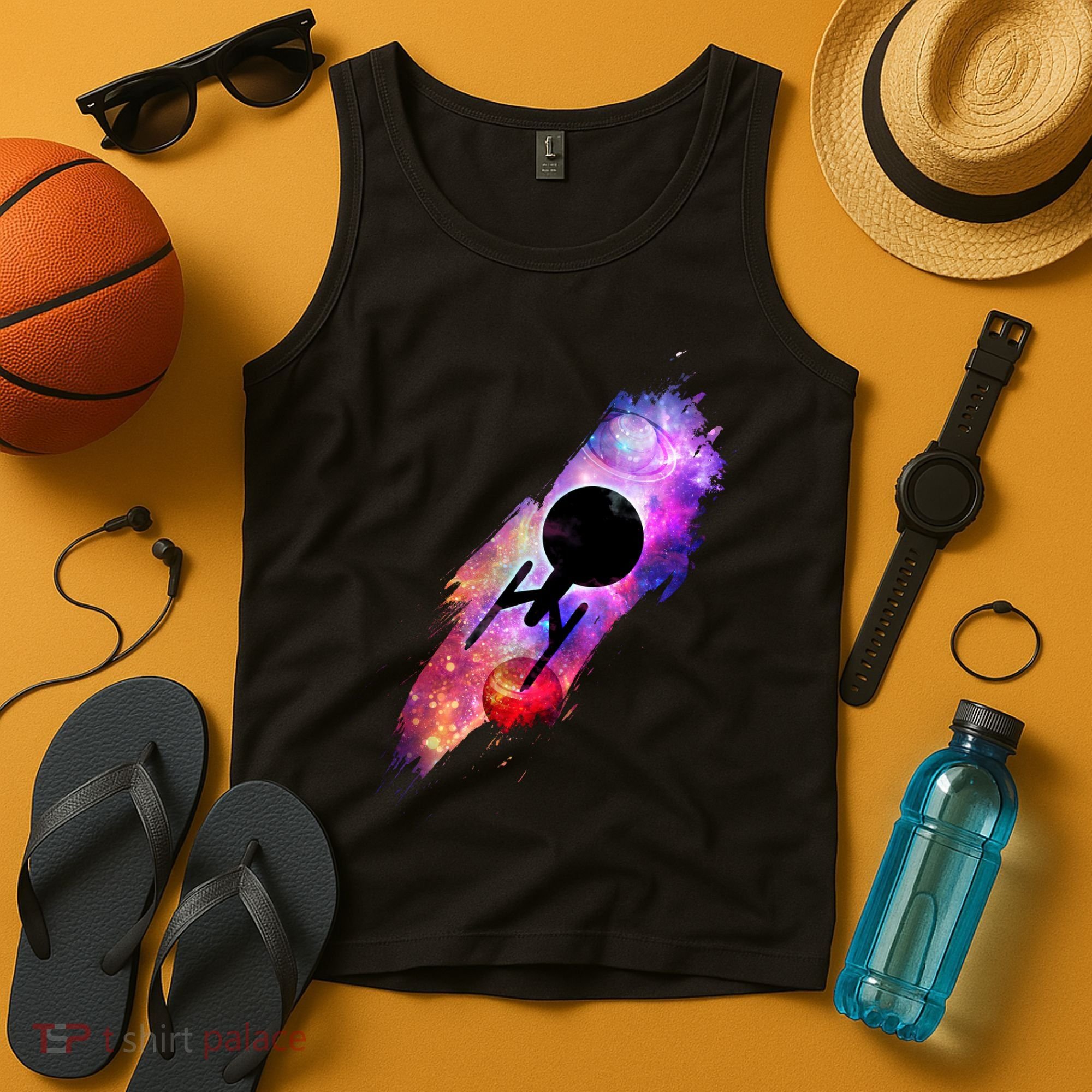 Scifi Space Ship Trekking Through Galaxy Tank Top