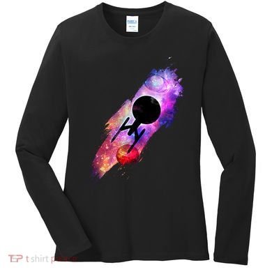 Scifi Space Ship Trekking Through Galaxy Women's Long Sleeve Shirt