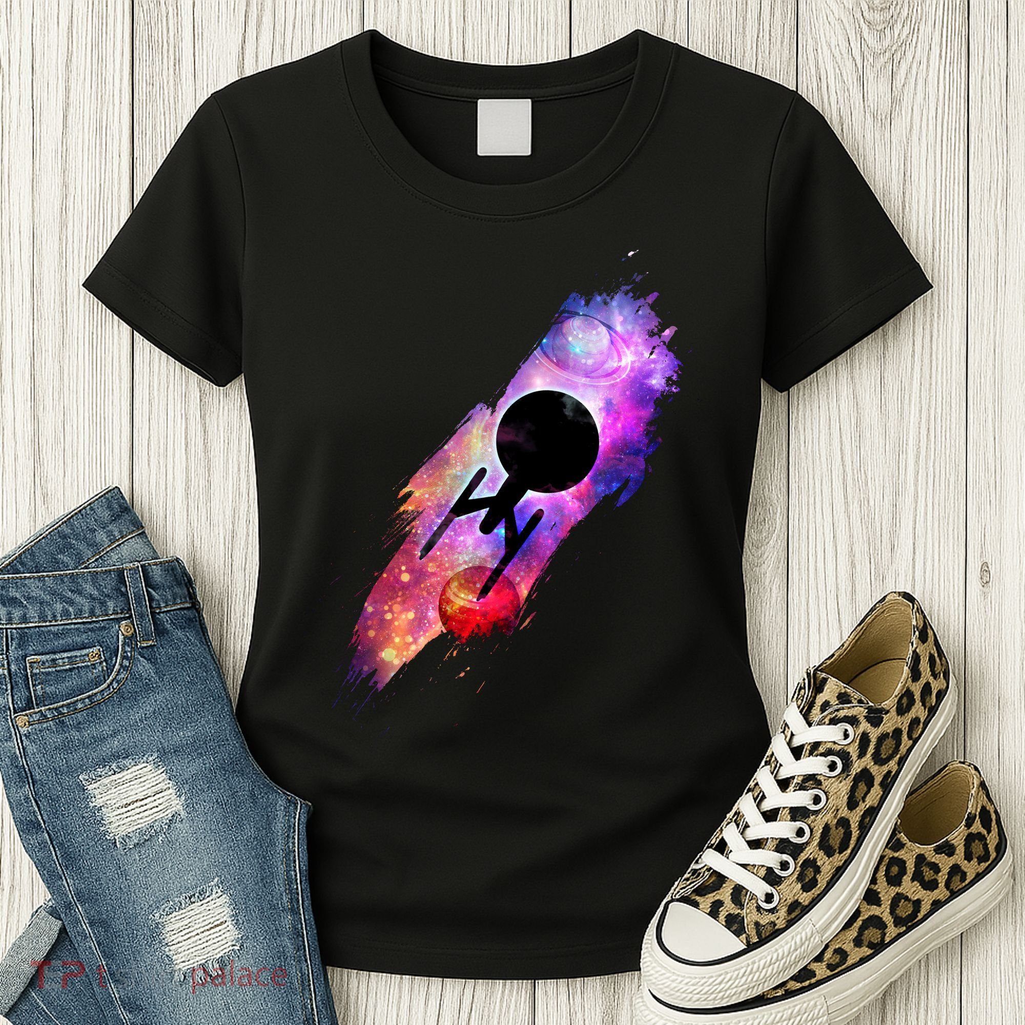 Scifi Space Ship Trekking Through Galaxy Women's T-Shirt