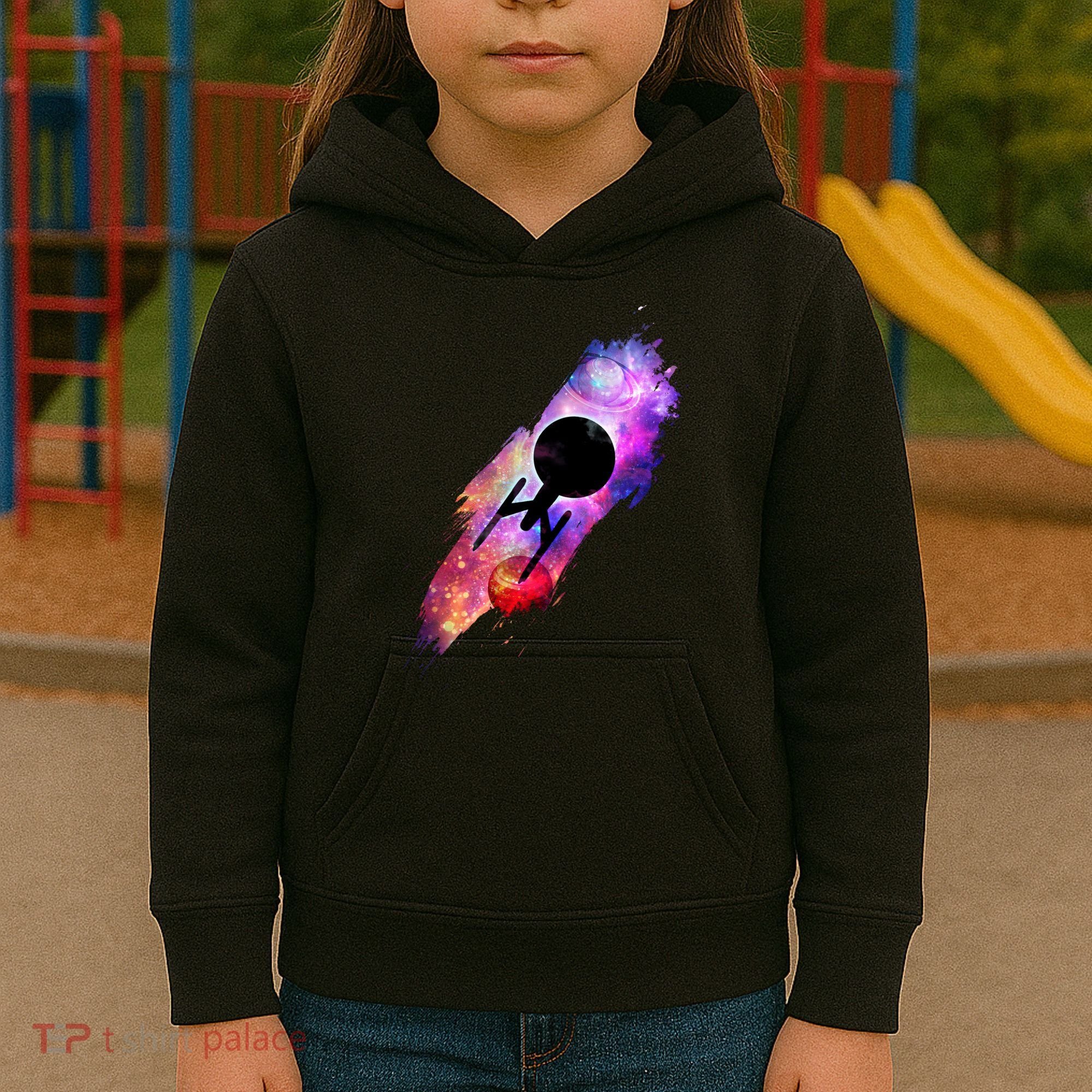 Scifi Space Ship Trekking Through Galaxy Kids Hoodie