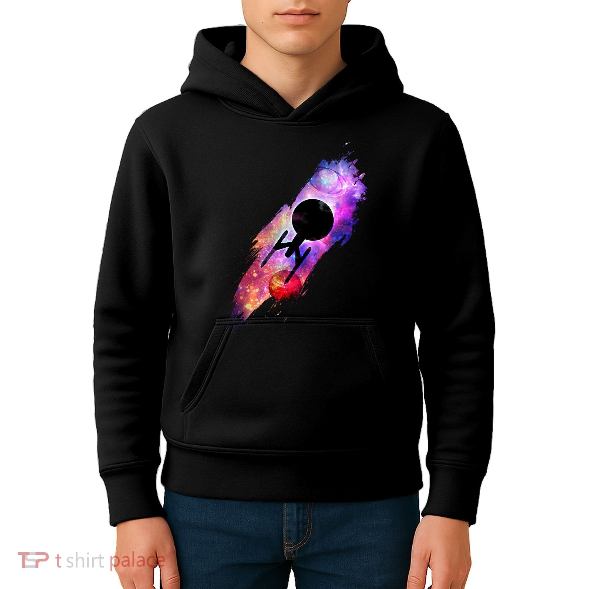 Scifi Space Ship Trekking Through Galaxy Kids Hoodie