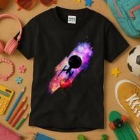 Scifi Space Ship Trekking Through Galaxy Kids T-Shirt thumb 3