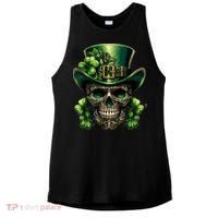 Sugar Skull St Patrick Day Of The Dead Lucky Shamrock Ladies PosiCharge Tri-Blend Wicking Tank thumb 0
