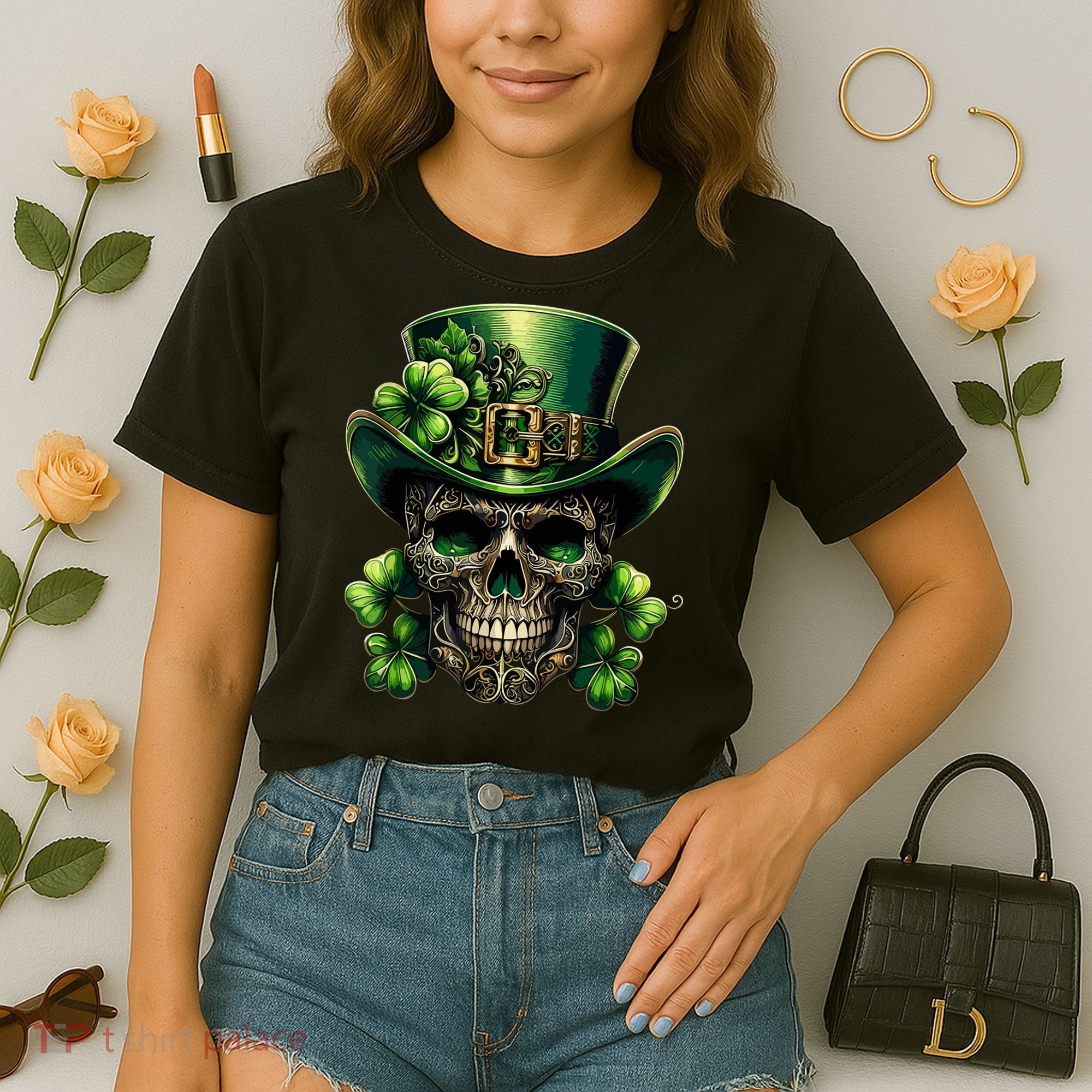 Sugar Skull St Patrick Day Of The Dead Lucky Shamrock Comfort Colors Boxy T-Shirt