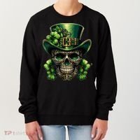 Sugar Skull St Patrick Day Of The Dead Lucky Shamrock Women's Sweatshirt thumb 0