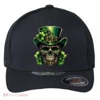 Sugar Skull St Patrick Day Of The Dead Lucky Shamrock Flexfit Unipanel Trucker Cap thumb 0