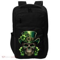 Sugar Skull St Patrick Day Of The Dead Lucky Shamrock Impact Tech Backpack thumb 0
