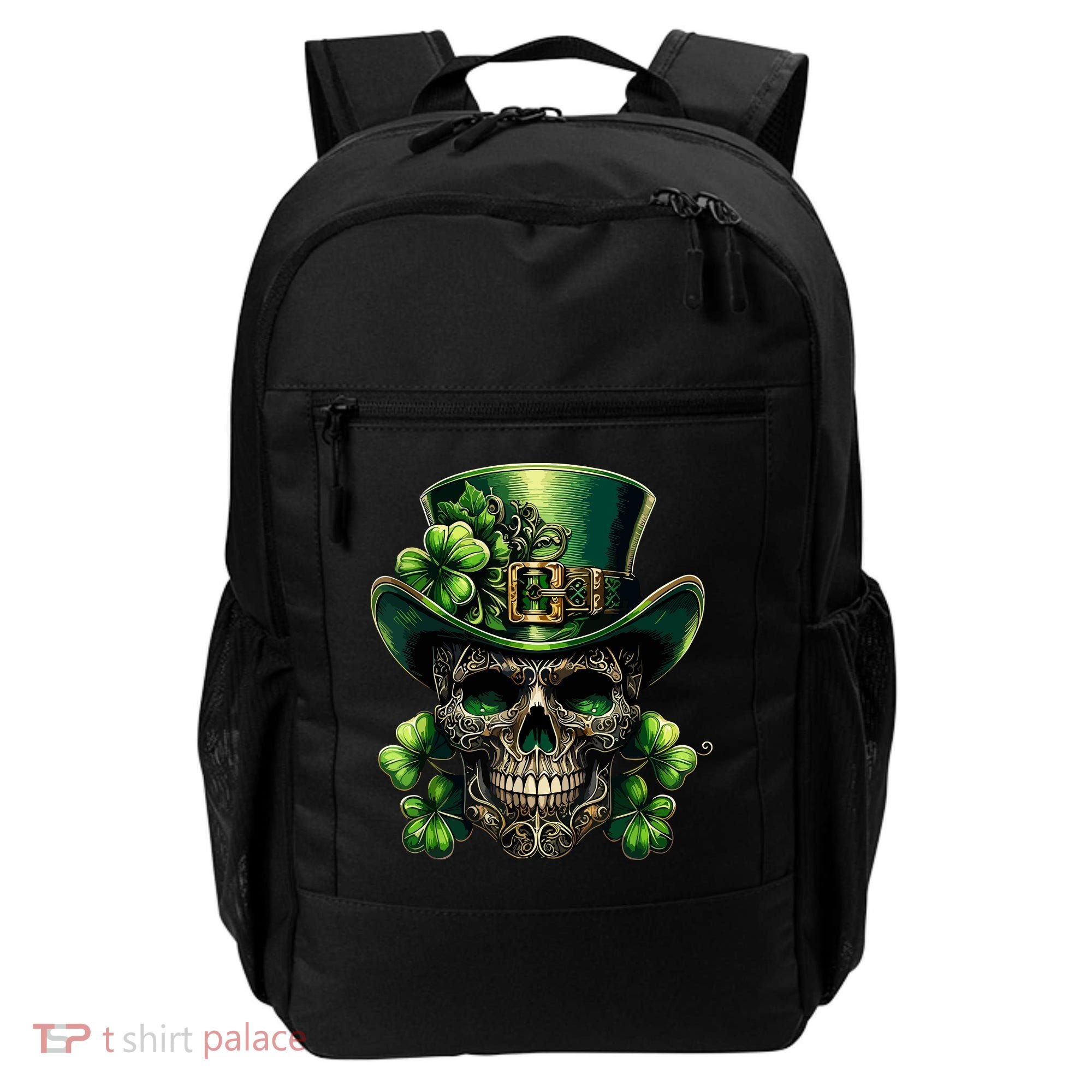 Sugar Skull St Patrick Day Of The Dead Lucky Shamrock Backpack