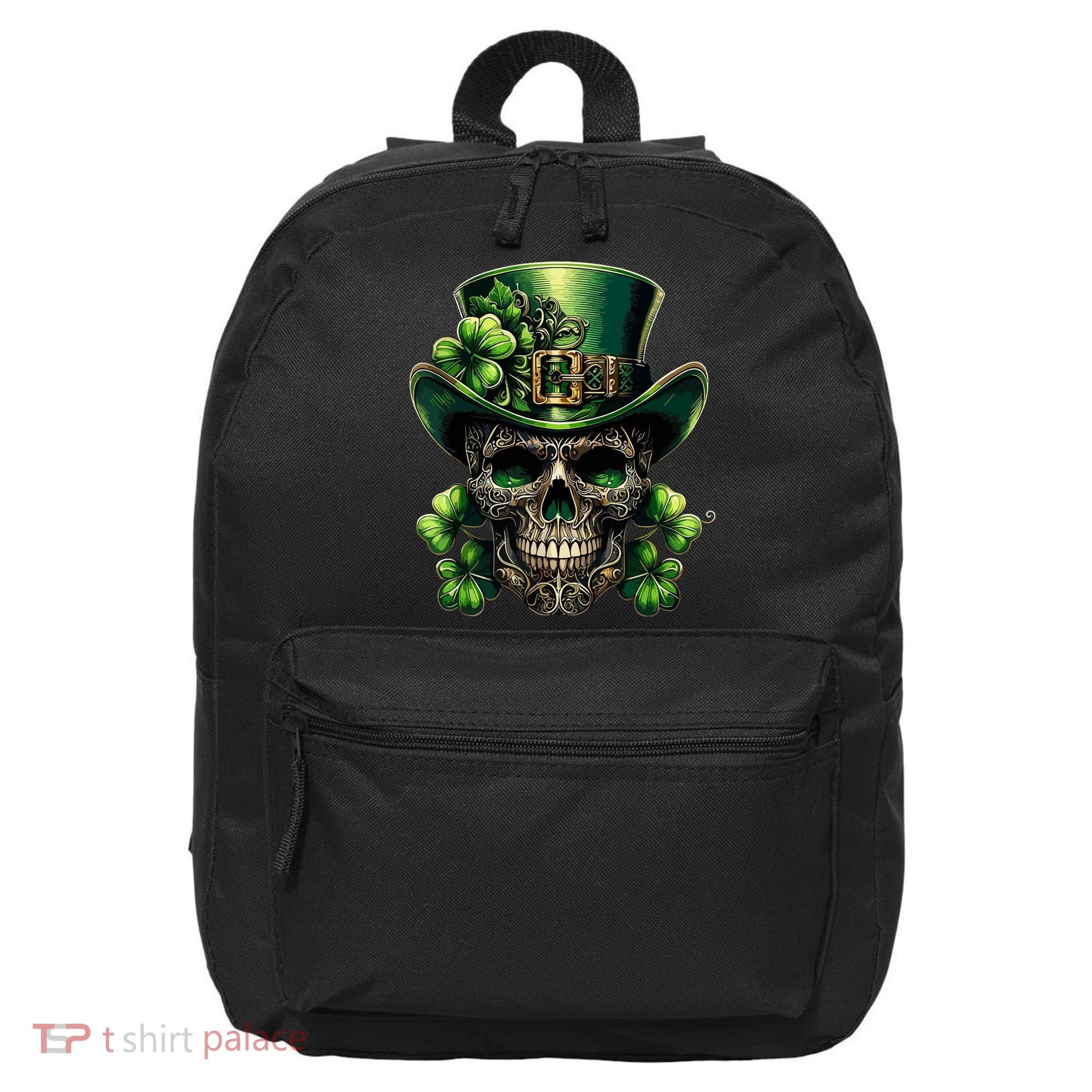 Sugar Skull St Patrick Day Of The Dead Lucky Shamrock 16 in Basic Backpack